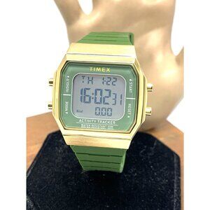 Timex Men's Watch TW5M60800 Quartz Digital Sport Gold Green Rubber Band 38mm
